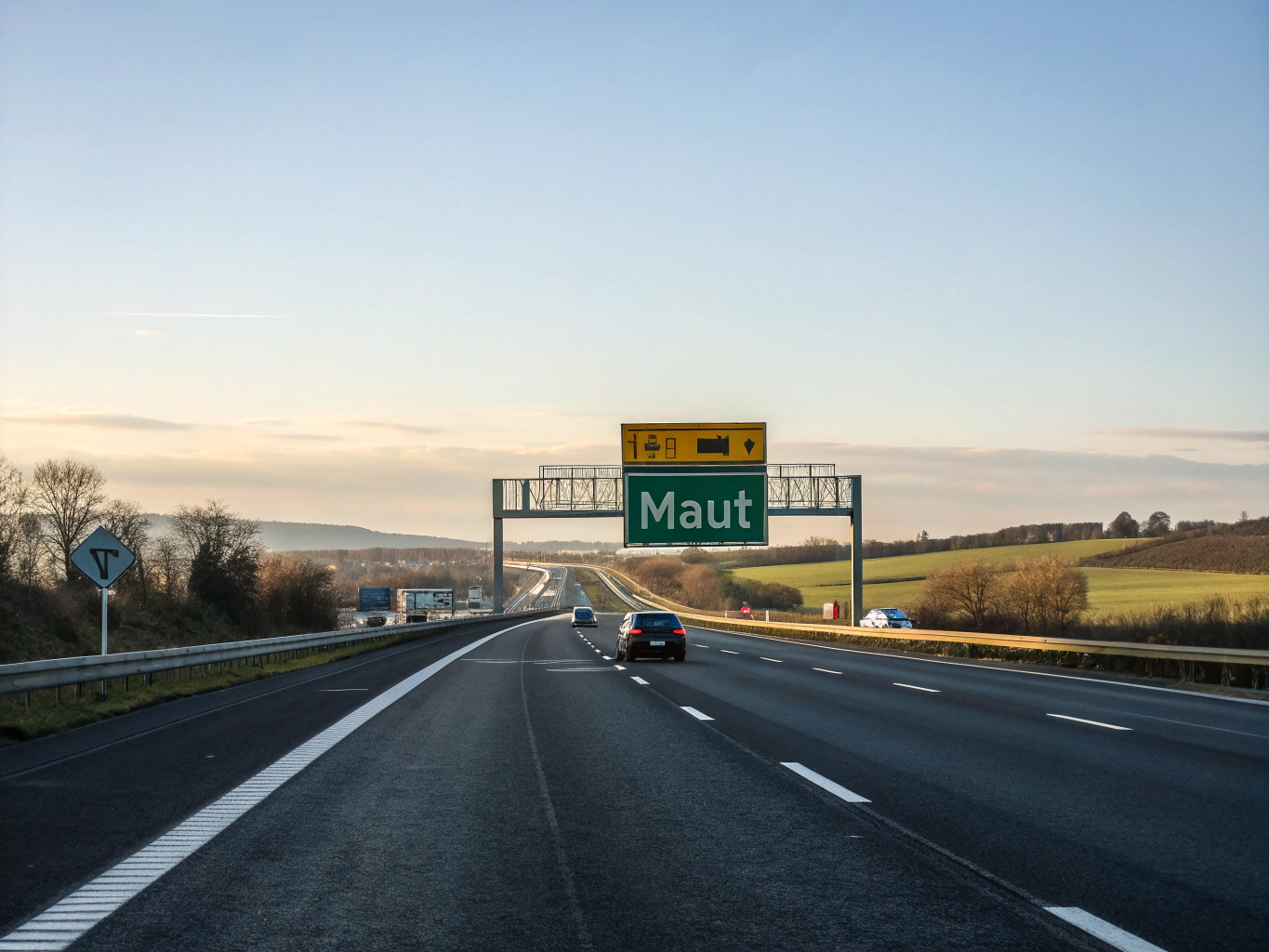 Vignette auf einer Autobahn in Deutschland oder Österreich